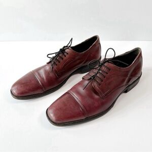 Johnston & Murphy Men Burgundy Leather Oxford Derby Shoes US10 Classic Party